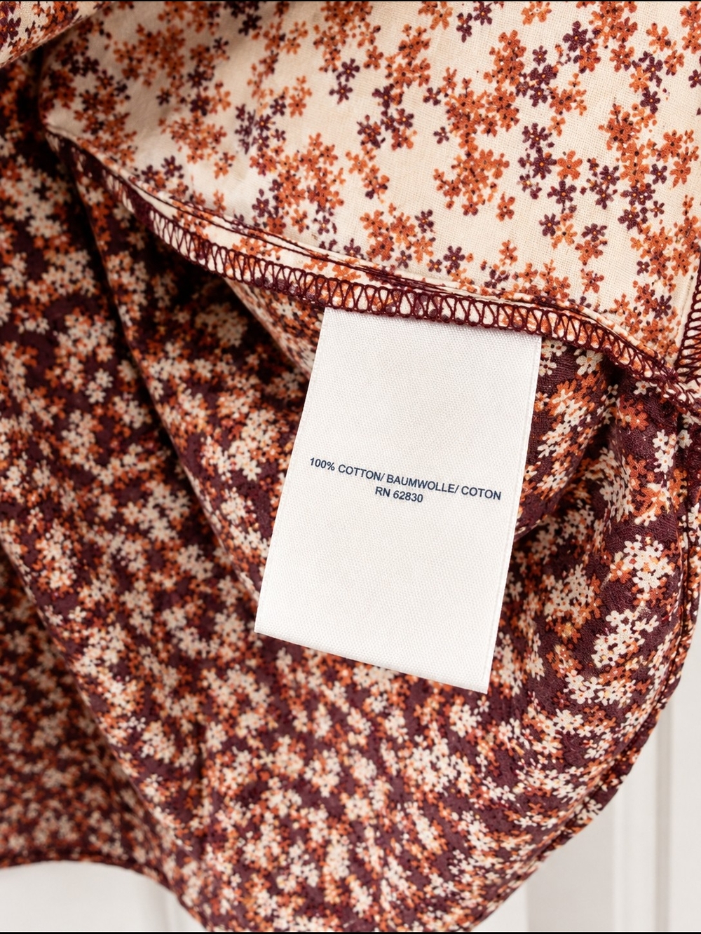 Lands' End Women's Two-Tone Floral Button Down Blouse - Rust/Cream - Picture 7 of 7